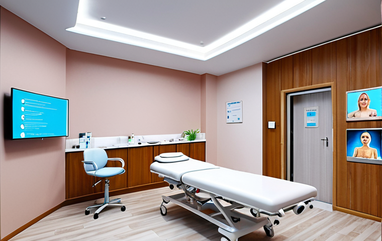 **

A modern, clean medical clinic in Russia with diverse patients (international and local) consulting with doctors via telemedicine on screens. There's subtle branding emphasizing personalized treatment plans and 24/7 support, and wellness elements like a spa in the background. The scene should feel high-tech and reassuring.

**