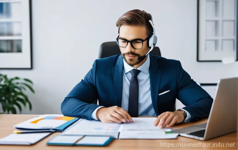 의료관광코디네이터 커리어패스 - **Prompt:** A compassionate female medical tourism coordinator, dressed professionally in a stylish,...